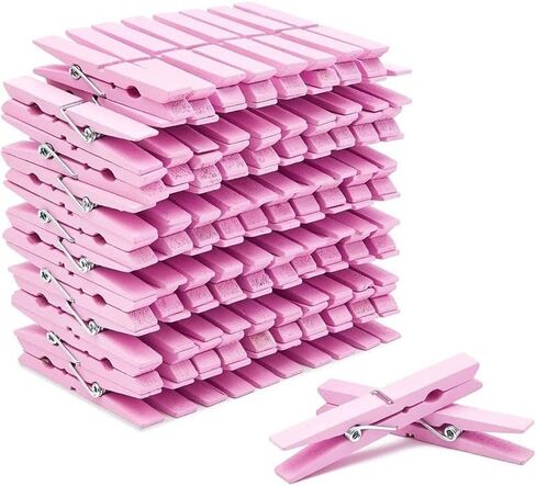 1.9 Inch White Small Clothes Pins Paper Picture School Work Holders Baby Shower Clothing Line Clips with Twine Pack 50 in Kuwait