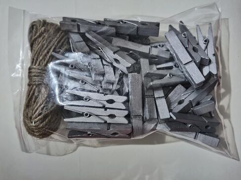 1.9 Inch White Small Clothes Pins Paper Picture School Work Holders Baby Shower Clothing Line Clips with Twine Pack 50 in Kuwait