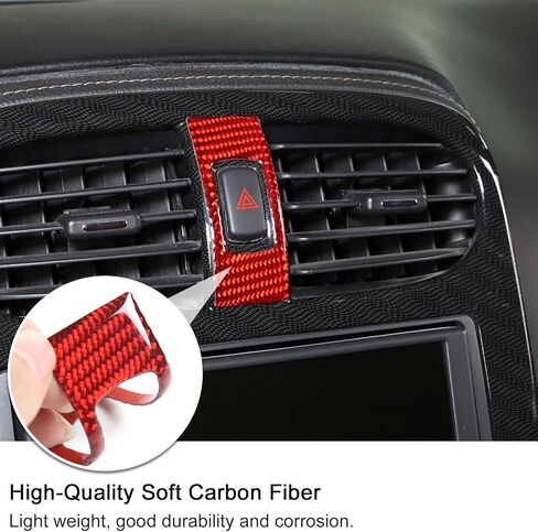PIUGILH Car Interior Accessories Carbon Fiber Warning Light Button Decals Frame Cover Trim Sticker Compatible with Corvette C6 Z06 ZR1 2005-2013 (Black) in Saudi Arabia