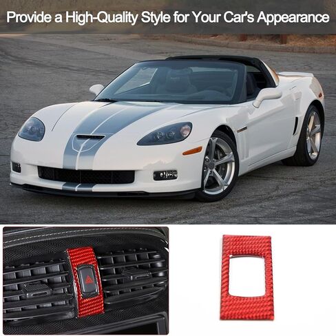 PIUGILH Car Interior Accessories Carbon Fiber Warning Light Button Decals Frame Cover Trim Sticker Compatible with Corvette C6 Z06 ZR1 2005-2013 (Black) in Saudi Arabia