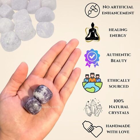 Lepidolite Tumbled Stones Natural Crystal Kit for Reiki Healing Crystal Polished, Tumble Stones, Chakra Balancing, Reiki Gift, Home Decor (15-25 MM) in Saudi Arabia