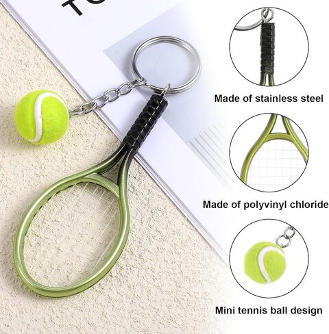 Tennis Keychain Mini Tennis Racket Keychain with Ball Key Ring, Tennis Ball Keychain Gift for Sport Lovers, Mini Metal Tennis keychains, Tennis Player Gifts for Tennis Lovers in Saudi Arabia