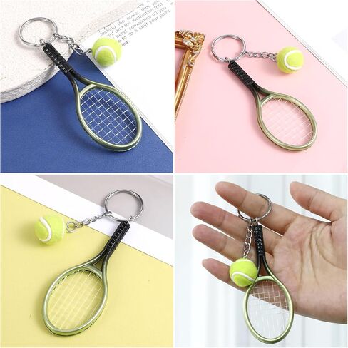 Tennis Keychain Mini Tennis Racket Keychain with Ball Key Ring, Tennis Ball Keychain Gift for Sport Lovers, Mini Metal Tennis keychains, Tennis Player Gifts for Tennis Lovers in Saudi Arabia