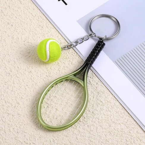 Tennis Keychain Mini Tennis Racket Keychain with Ball Key Ring, Tennis Ball Keychain Gift for Sport Lovers, Mini Metal Tennis keychains, Tennis Player Gifts for Tennis Lovers in Saudi Arabia