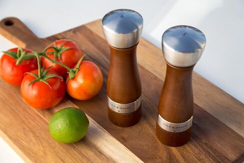 COLE & MASON Oldbury Wood Salt and Pepper Grinder Set - Wooden Mills Include Gift Box, Gourmet Precision Mechanisms and Premium Sea Salt & Peppercorns, Brown in Saudi Arabia