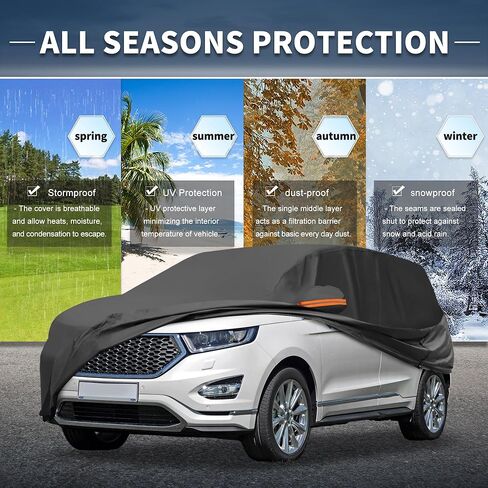 X AutoHaux Cover Cover في الهواء الطلق مقاوم للماء الحماية من أشعة الشمس المطردة مع حماية البرد مع الباب الأيسر سحاب 210D-PU لفورد إيدج in Saudi Arabia