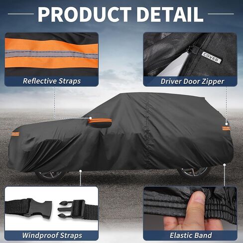 X AutoHaux Cover Cover في الهواء الطلق مقاوم للماء الحماية من أشعة الشمس المطردة مع حماية البرد مع الباب الأيسر سحاب 210D-PU لفورد إيدج in Saudi Arabia