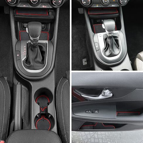 حامل كأس Auovo إدراج بطانات إدراج متوافقة مع Kia Forte K3 Accessories 2019 2020 2021 anti غبار مخصص الجيب الجيب الحصير الداخلية 15pcs (حمراء) in Kuwait