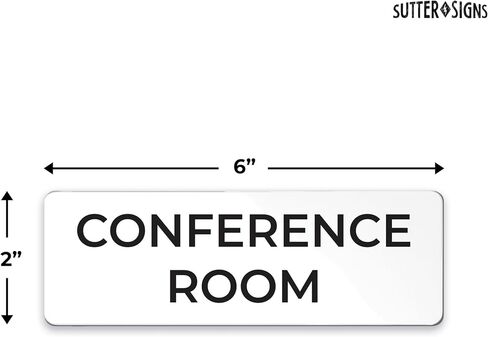 Conference Room Sign, Durable ABS Plastic with Full Adhesive Backing, Sign for Door or Wall, 2x6" (White) in Saudi Arabia
