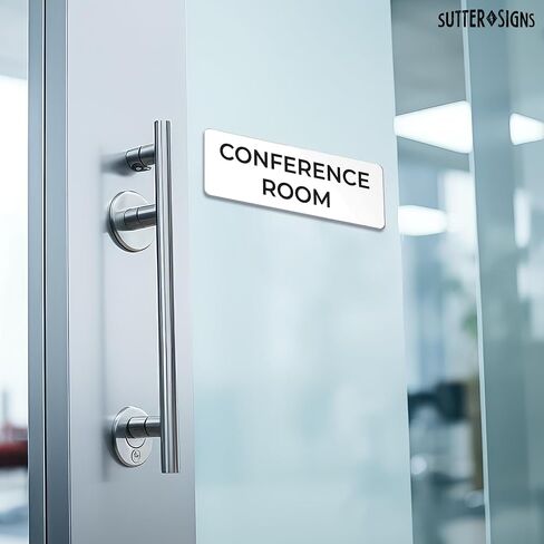 Conference Room Sign, Durable ABS Plastic with Full Adhesive Backing, Sign for Door or Wall, 2x6" (White) in Saudi Arabia