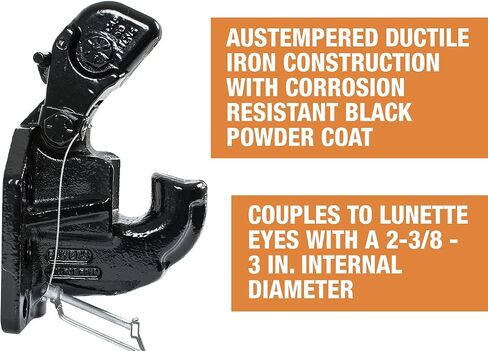 Buyers Products PH50 50 Ton Capacity 6-Hole Mount Air Compensated Pintle Hook, Black in Saudi Arabia
