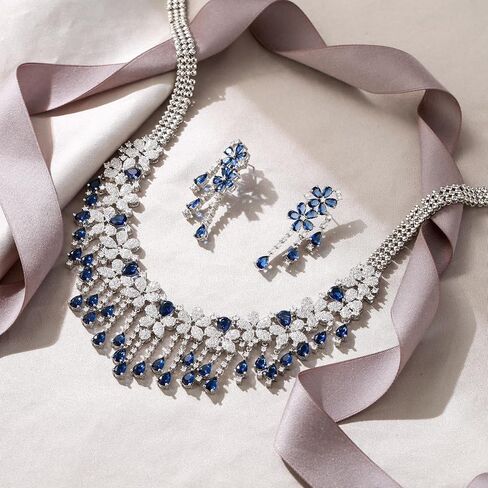 المجوهرات الزفاف الإيمان من أي وقت مضى لعروس العروس ، والزركوني الأنيق Zirconia birthstone كتلة زهرة دمعة الزفاف حزب الزفاف مجموعات أقراط للنساء in Saudi Arabia