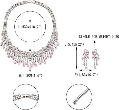 EVER FAITH Bridal Jewelry for Bride Bridesmaid, Elegant Cubic Zirconia Birthstone Cluster Flower Teardrop Wedding Party Necklace Dangle Earrings Sets for Women in Saudi Arabia