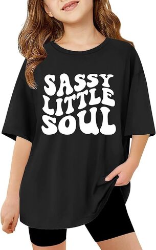 Sassy Little Soul Tshirts for Girls Kids Scenterize Dertts Crewneck Crewneck Short Sleeve Tops Tops in Saudi Arabia