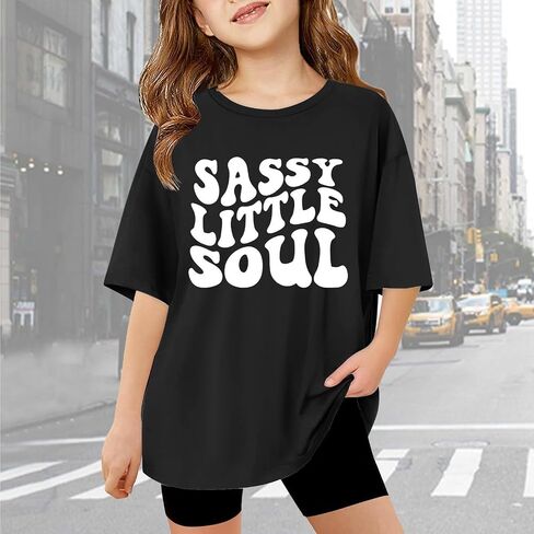 Sassy Little Soul Tshirts for Girls Kids Scenterize Dertts Crewneck Crewneck Short Sleeve Tops Tops in Saudi Arabia