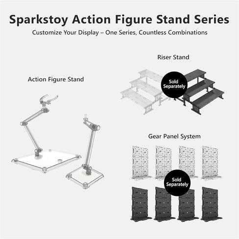 حامل مجسم مزدوج الحجم من SPARKSTOY مكون من قطعة واحدة (3 قطع، 6 حوامل)، حامل دمية نظام محور حصري قابل للفصل يدويًا، زاوية 340 درجة، مفصل عالمي 3 مم لحامل طيران الرسوم المتحركة (اللون - أسود) in Kuwait