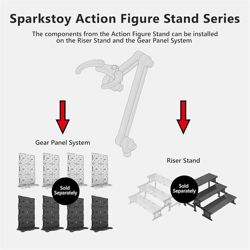 حامل مجسم مزدوج الحجم من SPARKSTOY مكون من قطعة واحدة (3 قطع، 6 حوامل)، حامل دمية نظام محور حصري قابل للفصل يدويًا، زاوية 340 درجة، مفصل عالمي 3 مم لحامل طيران الرسوم المتحركة (اللون - أسود) in Kuwait