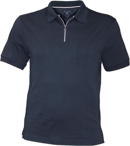 Tommy Hilfiger Men's Slim Fit Interlock Zip Polo Shirt (الولايات المتحدة ، ألفا ، X-large ، العادية ، العادية ، البحرية) in Saudi Arabia