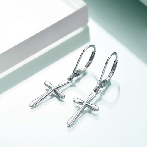 Rnivida 925 Sterling Silver Cross Drop Drop أقراط للنساء in Kuwait