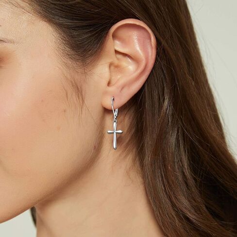 Rnivida 925 Sterling Silver Cross Drop Drop أقراط للنساء in Kuwait