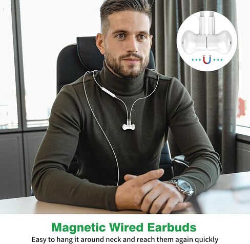 USB C Headphones Magnetic USB-C Wired Earbuds HiFi Stereo Type C Earphones Microphone Volume Control for iPhone 16 Pro 15 Plus iPad 10,Samsung Galaxy,Google Pixel,Motorola Edge/Razr,Oneplus,Lake-Blue in Kuwait