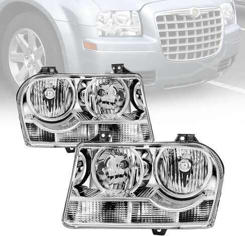 Assembly Assembly 2005 2006 2007 2008 2008 2010 متوافق مع Chrysler 300 Halogen Factory Style Lights Lights Lamps Side President Side ، Black in Kuwait