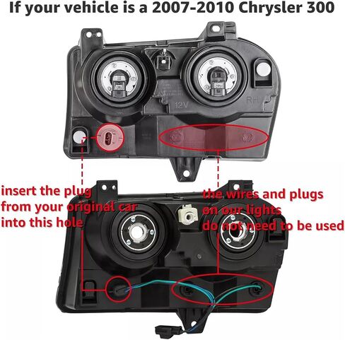 Assembly Assembly 2005 2006 2007 2008 2008 2010 متوافق مع Chrysler 300 Halogen Factory Style Lights Lights Lamps Side President Side ، Black in Kuwait