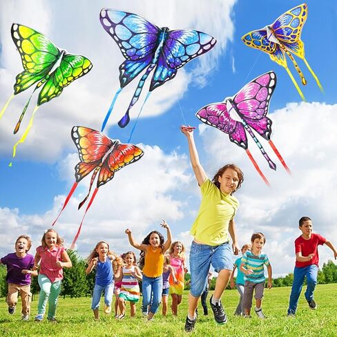 Hymaz 5 Pack Kites- Easy to Fly Butterfly Kite for Kids Ages 3-5 4-8 & Adults Beach Lawn Family Party Favor, Flying Kite Outdoor Toys for Boys Girls Age 3 4 5 6 7 8 9 10+ Years Old Birthday Gifts in Kuwait