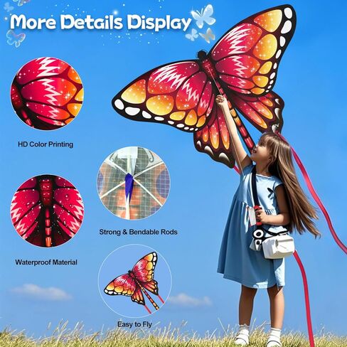 Hymaz 5 Pack Kites- Easy to Fly Butterfly Kite for Kids Ages 3-5 4-8 & Adults Beach Lawn Family Party Favor, Flying Kite Outdoor Toys for Boys Girls Age 3 4 5 6 7 8 9 10+ Years Old Birthday Gifts in Kuwait