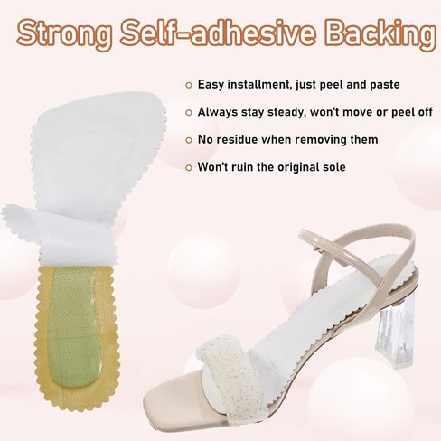 Pigskin High Heel Cushion Inserts, 2 Pairs Arch Support Sandal Inserts Women Invisible Self-Adhesive Barefoot Cushion Insoles Sweat Absorption Anti-Slip Shoe Dress Shoes Flat Shoe Pain Relief in Saudi Arabia