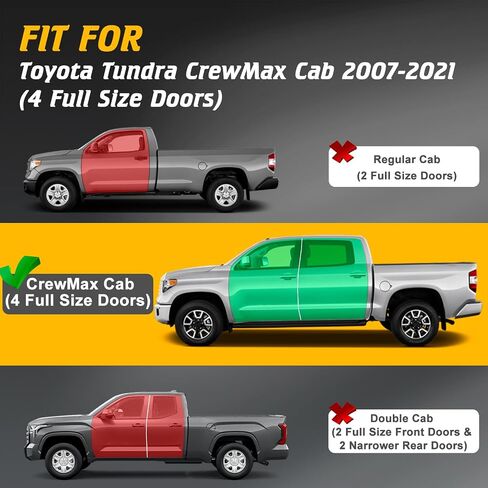 تشغيل لوحات تشغيل مع 2007-2021 تويوتا TUNDRA CREWMAX CAB مع 4 أبواب كاملة الحجم التندرا أشرطة الصلب الكربون NERF القضبان السرير خطوة الخطوة خطوة خطوة. in Saudi Arabia