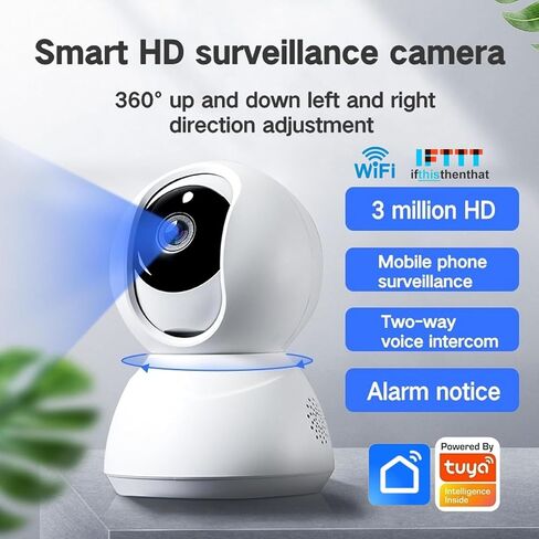 Indoor Pan/Tilt Home Security Camera 2K 3MP, 360 Degree Wired & Wireless WiFi Webcam/Monitor for Baby/Elder/Nanny with Night Vision & Phone App (128G SD Card), 2 Way Audio, Cloud & SD Card Storage in Saudi Arabia