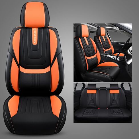 مجموعة كاملة من أغطية مقاعد السيارة باللون الأسود، مناسبة عالميًا لشاحنات البيك اب وسيارات الدفع الرباعي، أغطية مقاعد سيارات مضادة للانزلاق وجيدة التهوية، مجموعة كاملة من 5 مقاعد، جلد نابا (أسود) in Kuwait