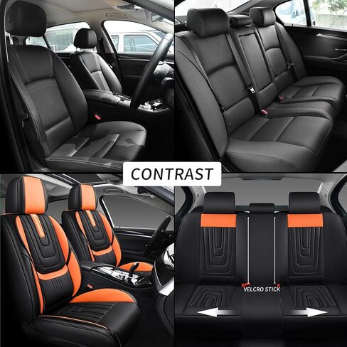 مجموعة كاملة من أغطية مقاعد السيارة باللون الأسود، مناسبة عالميًا لشاحنات البيك اب وسيارات الدفع الرباعي، أغطية مقاعد سيارات مضادة للانزلاق وجيدة التهوية، مجموعة كاملة من 5 مقاعد، جلد نابا (أسود) in Kuwait