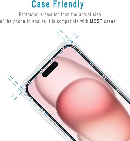 (عبوة من قطعتين) من HPTech واقي شاشة لهاتف iPhone 15 Plus [6.7 بوصة]، سهل التركيب، خالٍ من الفقاعات، صلابة 9H in Kuwait