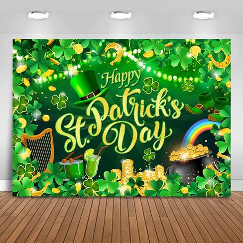 Mocsicka Happy St. Patrick's Day Banner Banner Spring Lucky Green Shamrock Background Processival St. in Kuwait