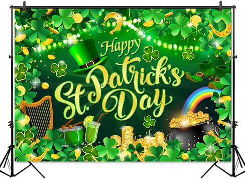 Mocsicka Happy St. Patrick's Day Banner Banner Spring Lucky Green Shamrock Background Processival St. in Kuwait
