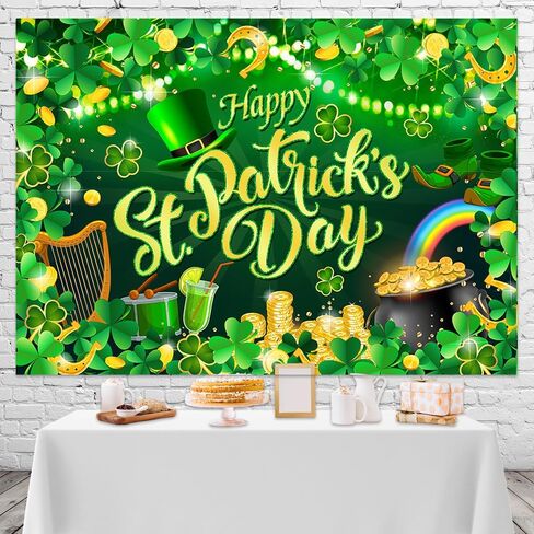 Mocsicka Happy St. Patrick's Day Banner Banner Spring Lucky Green Shamrock Background Processival St. in Kuwait