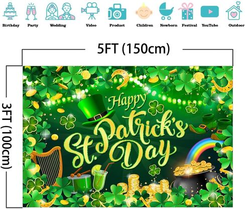 Mocsicka Happy St. Patrick's Day Banner Banner Spring Lucky Green Shamrock Background Processival St. in Kuwait