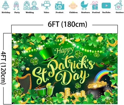 Mocsicka Happy St. Patrick's Day Banner Banner Spring Lucky Green Shamrock Background Processival St. in Kuwait