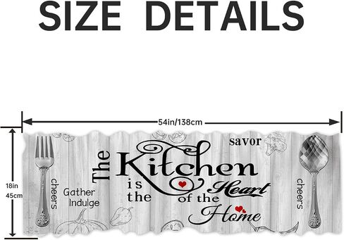 Farmhouse Rustic Curtain Valance 1 Panel 54x18 Inch for Window Treatments Vintage Fork Spoon Retro Kitchen Treatment Barn Country Wooden Wood Plank Window Drapes for Bathroom Living Room in Saudi Arabia