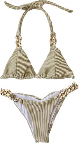 Lisa Colly Women's Sexy Swimwear Two Piece Bikini Bathing Suits Crystal Diamond Bikini Halter Swimsuit in Saudi Arabia