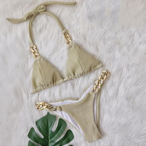 Lisa Colly Women's Sexy Swimwear Two Piece Bikini Bathing Suits Crystal Diamond Bikini Halter Swimsuit in Saudi Arabia