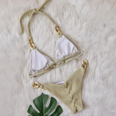 Lisa Colly Women's Sexy Swimwear Two Piece Bikini Bathing Suits Crystal Diamond Bikini Halter Swimsuit in Saudi Arabia