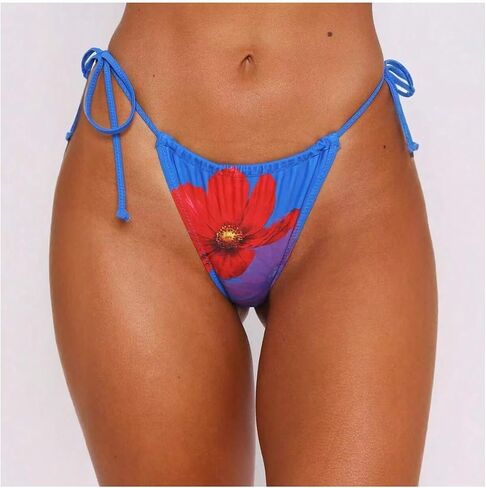 Women's 3 Piece Floral Cheeky Bikini Sets Halter String Swimsuit with Mesh Beach Cover Up Skirt in Saudi Arabia