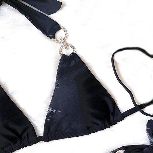 Lisa Colly Women's Sexy Swimwear Two Piece Bikini Bathing Suits Crystal Diamond Bikini Halter Swimsuit in Kuwait