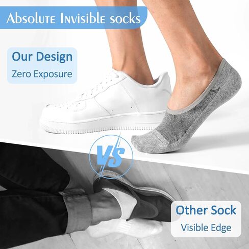 Sunm Boutique Men's No Show Socks 3/6 أزواج منخفضة الجوارب القطن غير المرئية لليافير مع مقابض غير قسيمة حجم 6-10/10-13 in Kuwait