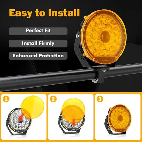 Auxbeam 7 بوصة غطاء الضوء على الطرق الوعرة ، يغطي العنبر الدائري الواقي العدسة البولي البلاستيكية الصفراء لضباب القيادة على الطرق الوعرة LED LED Cube Pod Lights المصد. in Kuwait