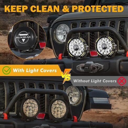 Auxbeam 7 بوصة غطاء الضوء على الطرق الوعرة ، يغطي العنبر الدائري الواقي العدسة البولي البلاستيكية الصفراء لضباب القيادة على الطرق الوعرة LED LED Cube Pod Lights المصد. in Kuwait