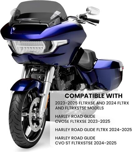 12 '' الزجاج الأمامي الزجاج الأمامي خائن الرياح المتوافق مع Harley Road Glide Cvo Fltrxse 2023-2025 CVO ST FLTRXSTSE FLTRX 2024 (أسود) in Kuwait